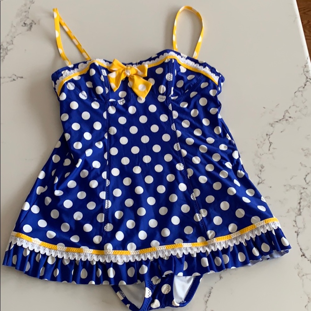 Betsey Johnson Polka Dot SwimSuit Pin Up style M